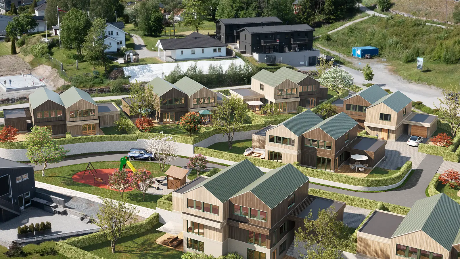Feltet vil få en meget høy standard både på innvendig ut utvendig leveransen men også ferdigstillelse av tomtene og veier!